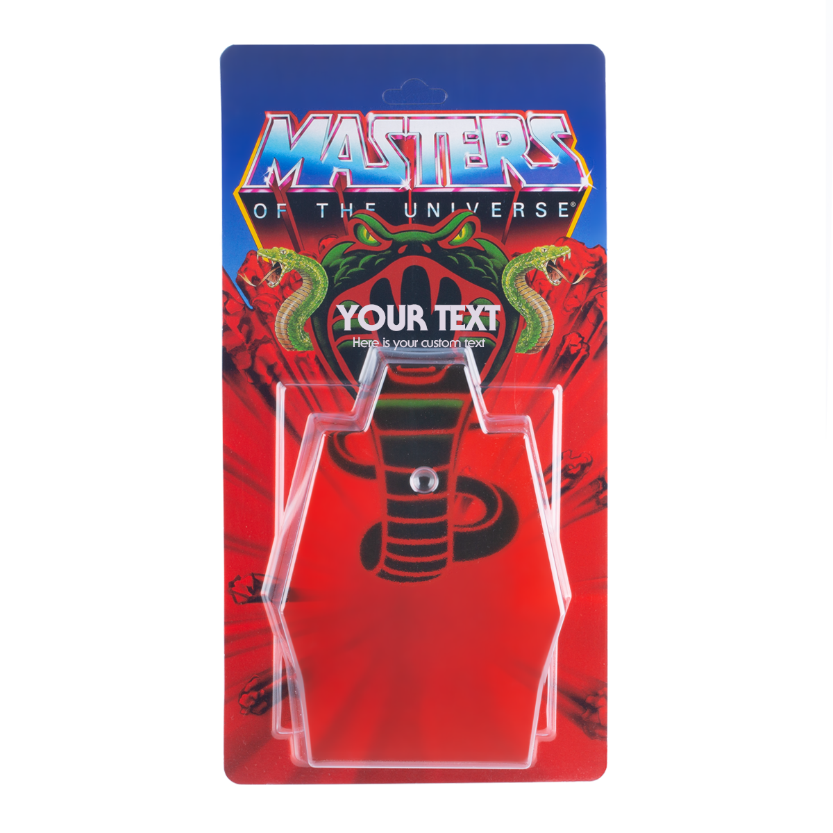 Masters of the Universe Schiebeblister Modell B + US Snake Karte + Name
