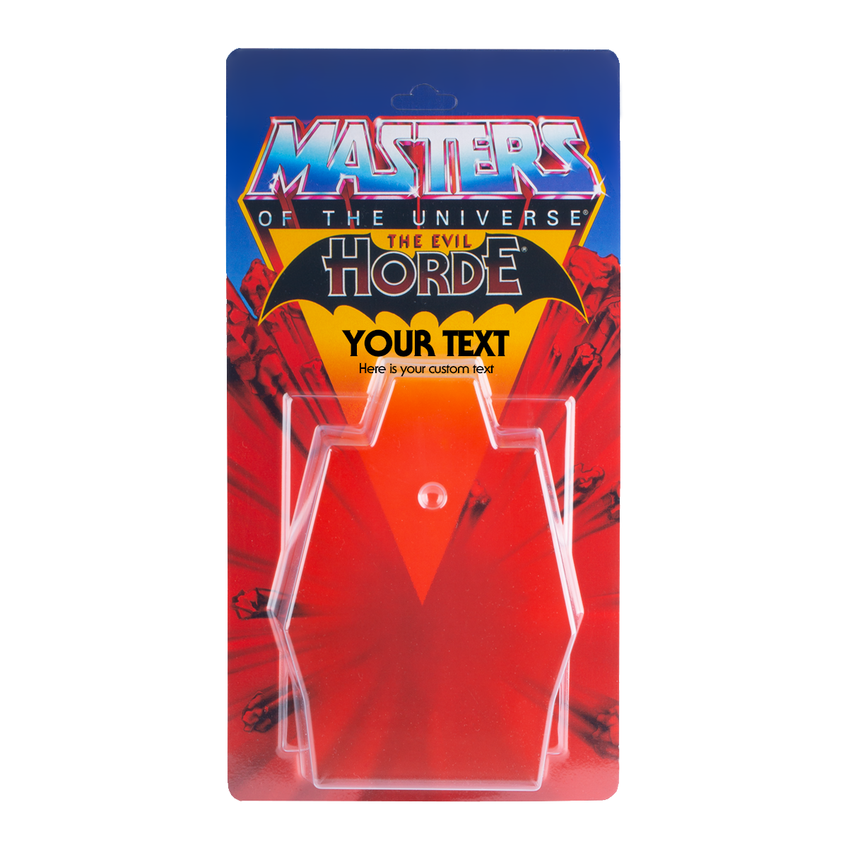 Masters of the Universe Schiebeblister Modell B + US Horde Karte + Name