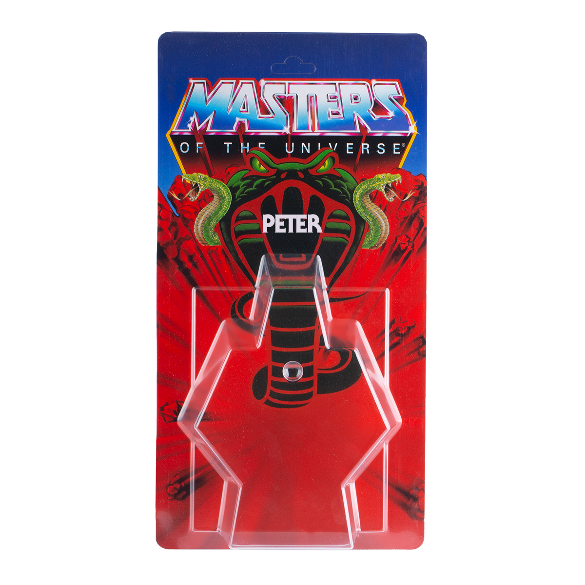 Masters of the Universe Schiebeblister Modell A + US Snake Karte + Name
